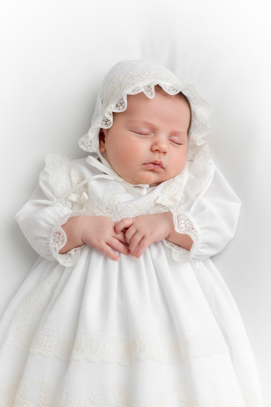 Christening gown with bonnet and diaper cover 632151L