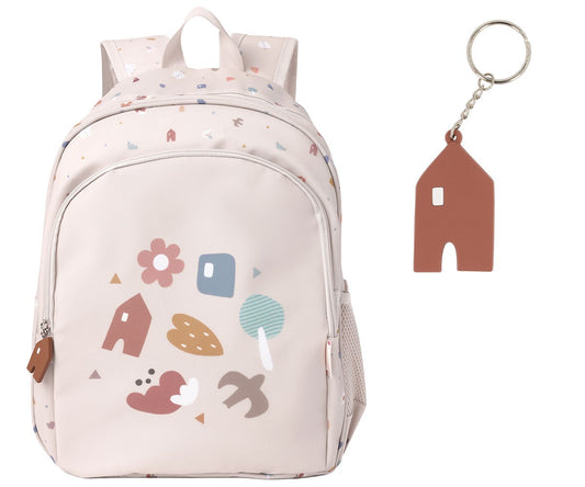 Sac à dos moyen + porte-clés nature géométrique