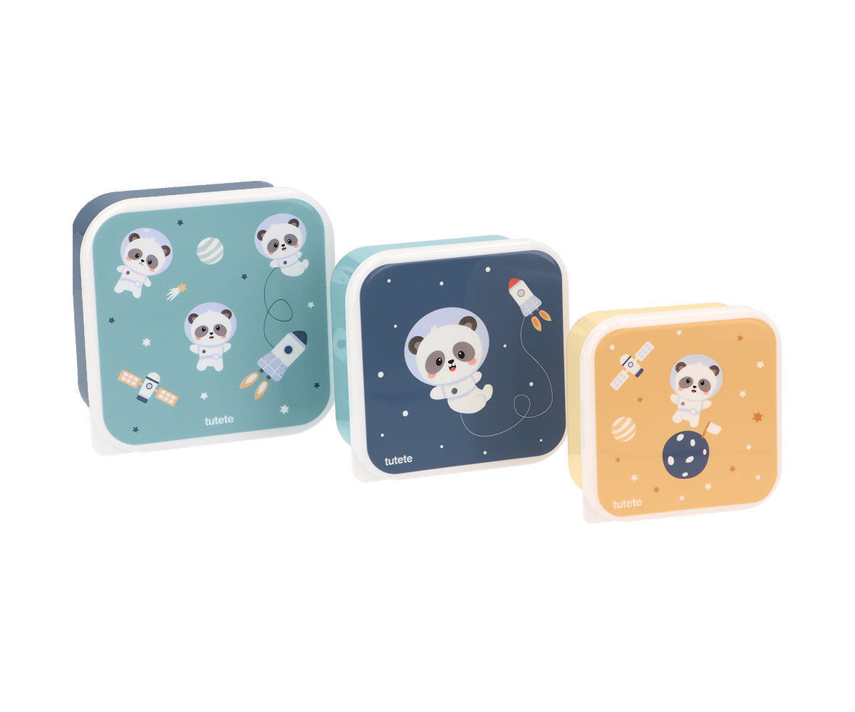 Conjunto de 3 Lancheiras Pandas in Space - imagem 1