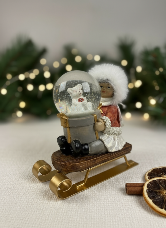 Girl with Sled and Water Ball with Bear