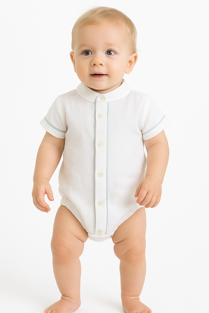 Chemise/body à manches courtes avec détails bleu bébé