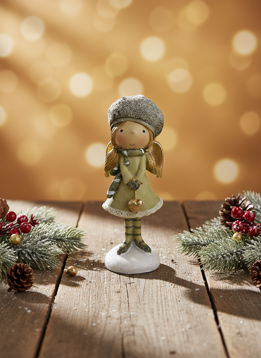 Anjo Menina em Poliresina c/ Coração