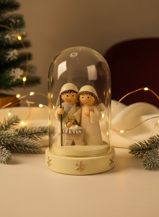 Polyresin Nativity Scene in Bell Jar