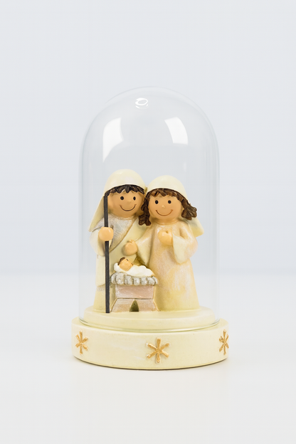 Polyresin Nativity Scene in Bell Jar
