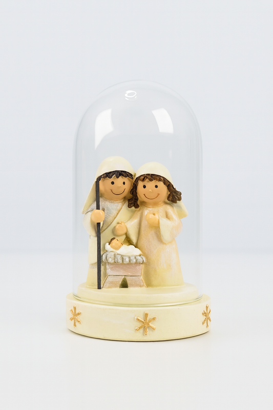 Polyresin Nativity Scene in Bell Jar