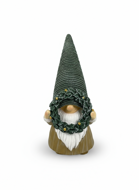Polyresin Gnome with Wreath | 16cm