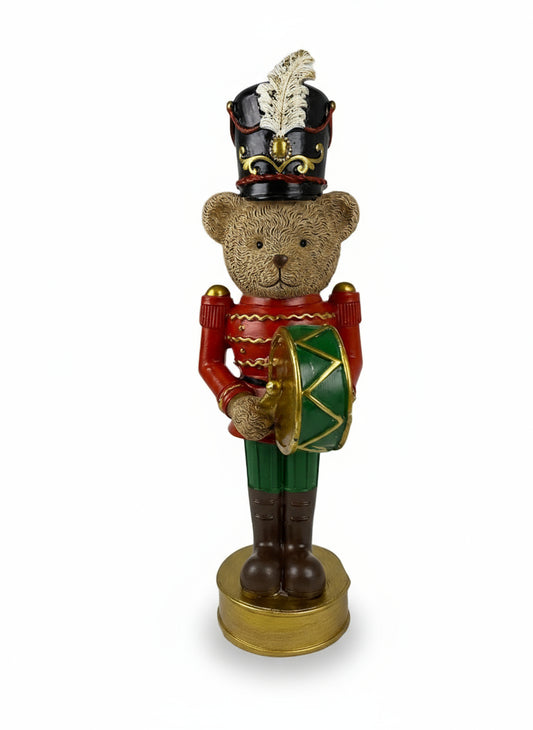 Bear in Polyresin w/Drum | 24cm
