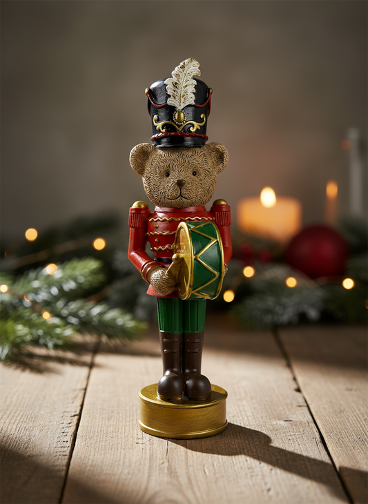 Bear in Polyresin w/Drum | 24cm