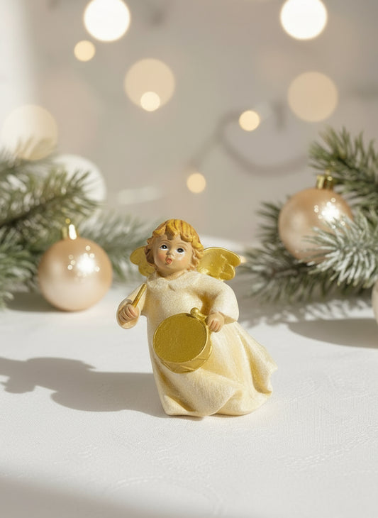 Polyresin Angel w/Drum | 10cm