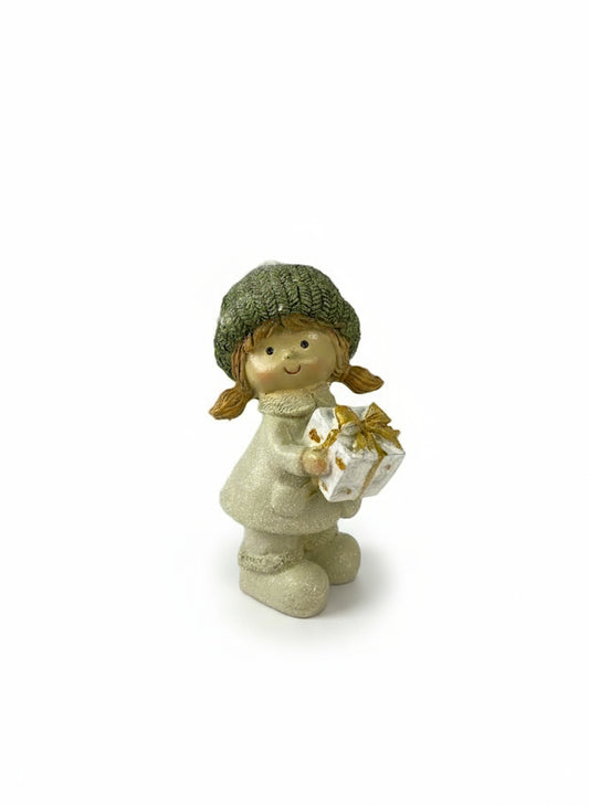 Girl in Polyresin with Gift | 12cm