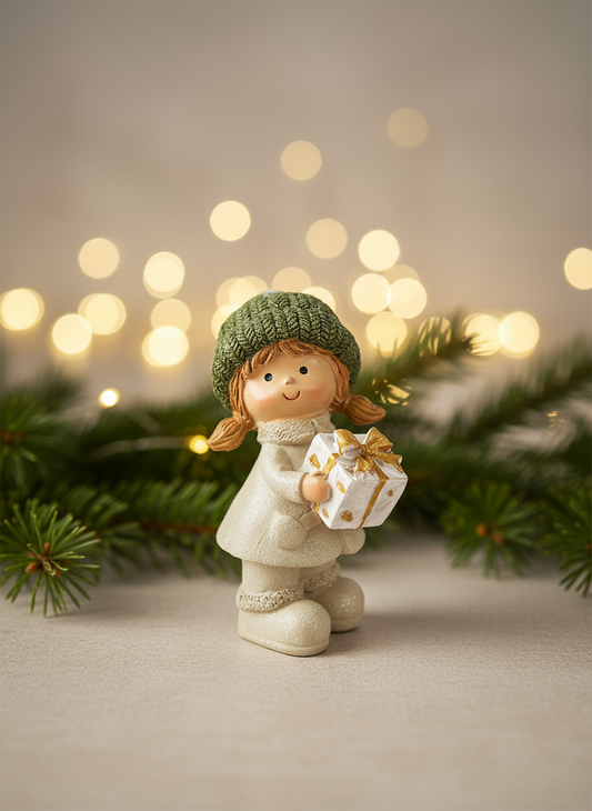 Girl in Polyresin with Gift | 12cm