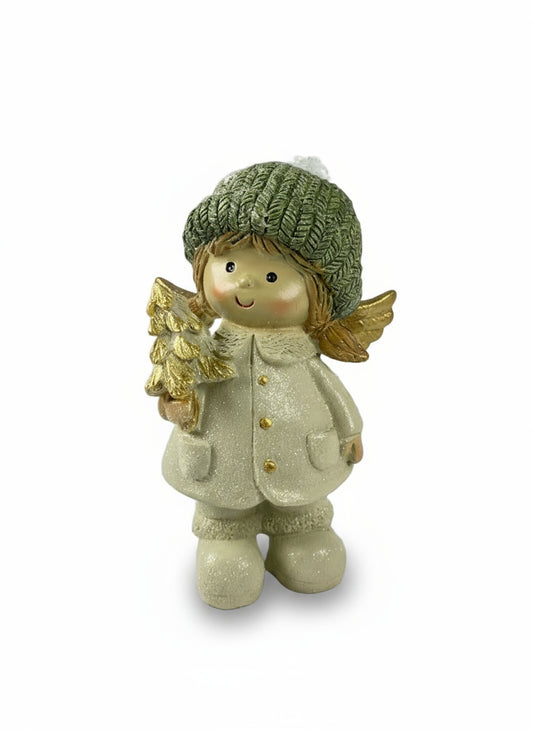 Polyresin Girl with Pine Tree | 12cm
