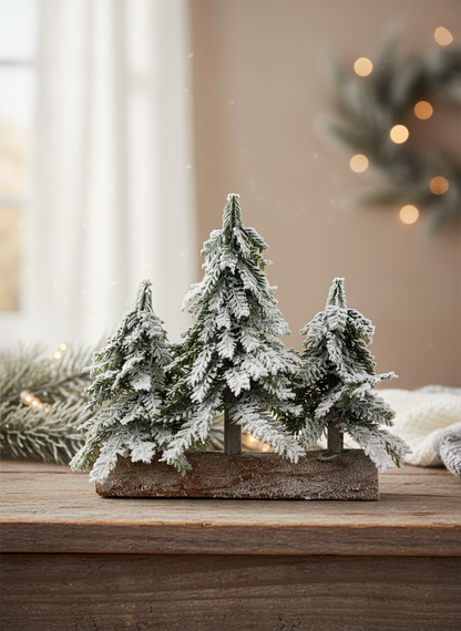 Wooden base with 3 trees | 33x27cm