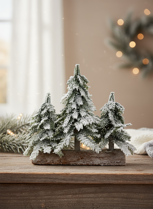 Wooden base with 3 trees | 33x27cm