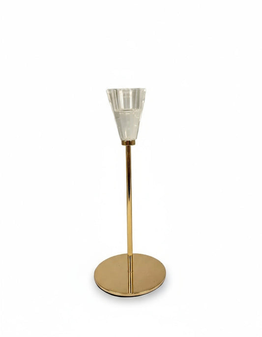 Decorative Metal and Glass Cone Candlestick | 21cm