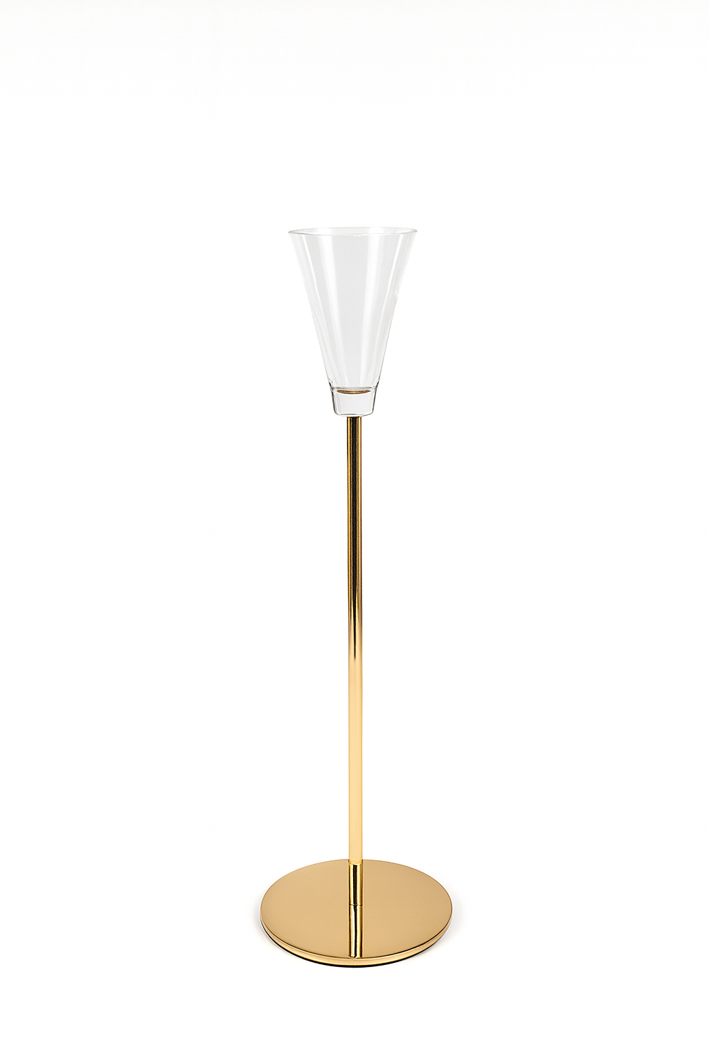 Decorative Metal and Glass Cone Candlestick | 24cm