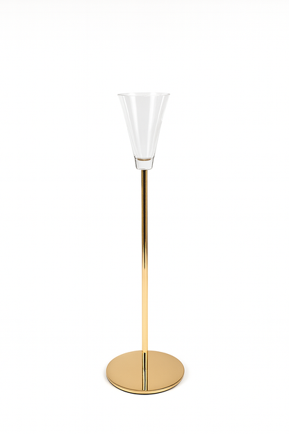 Decorative Metal and Glass Cone Candlestick | 24cm