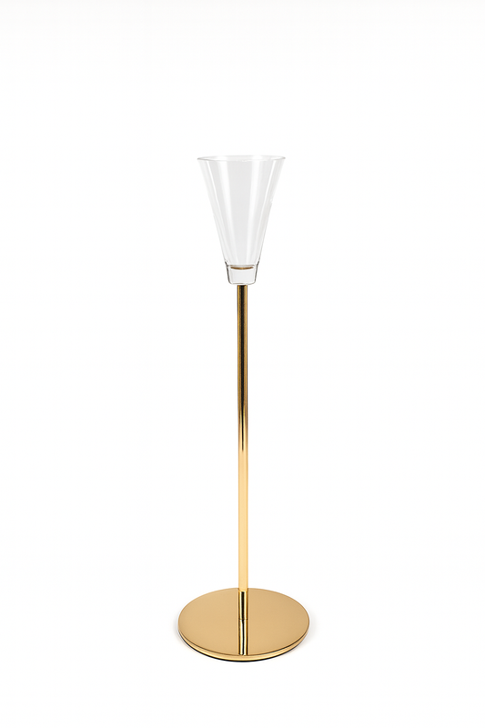 Decorative Metal and Glass Cone Candlestick | 24cm