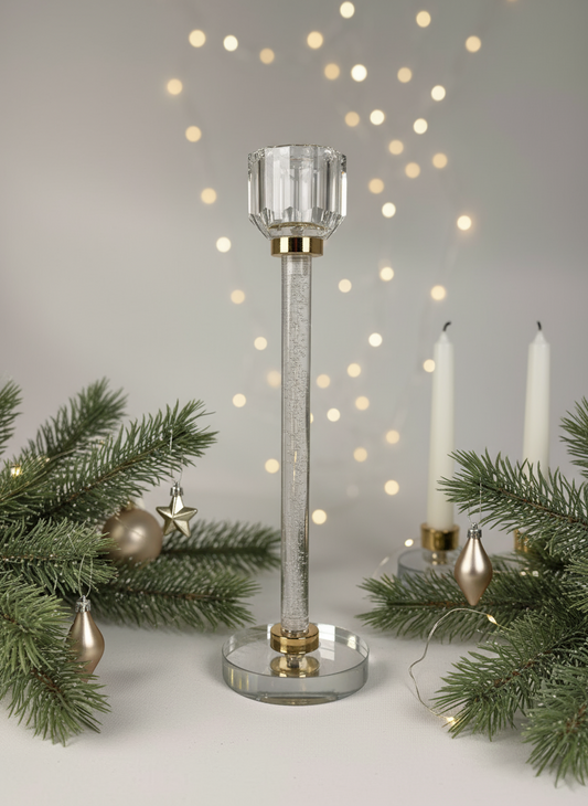Decorative Candlestick with Transparent Base | 25cm