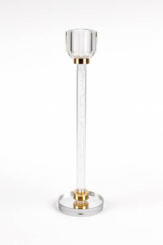 Decorative Candlestick with Transparent Base | 25cm