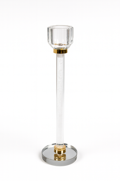 Decorative Candlestick with Transparent Base | 21cm
