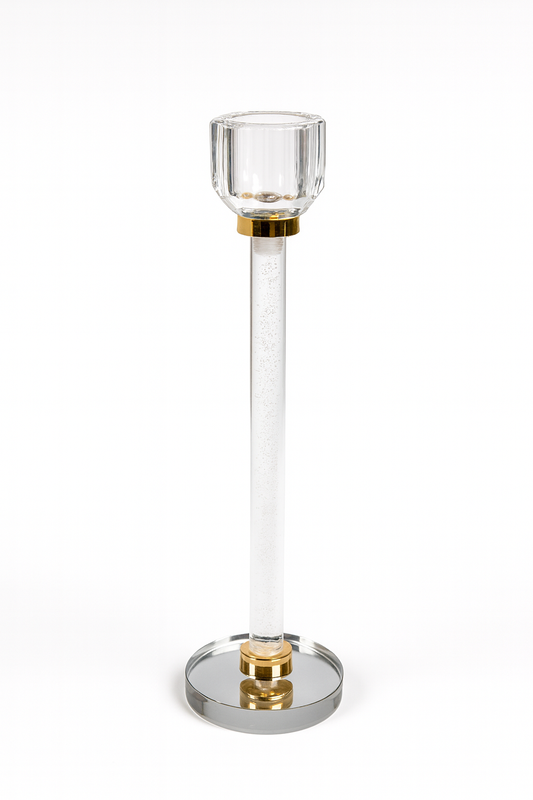 Decorative Candlestick with Transparent Base | 21cm