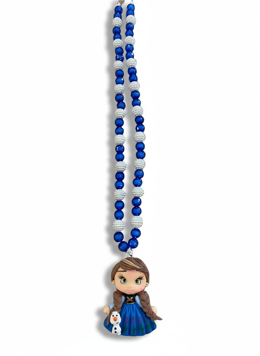 Frozen-themed polymer clay necklace