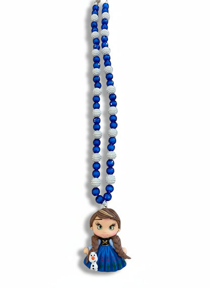 Frozen-themed polymer clay necklace