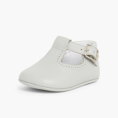Sapatos Pepito de Bebé em Pele com Fivela - Cinzento | imagem 2