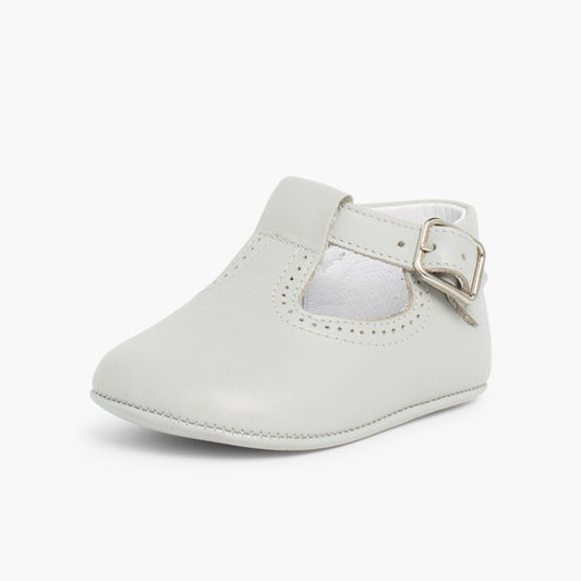 Sapatos Pepito de Bebé em Pele com Fivela - Cinzento | imagem 2