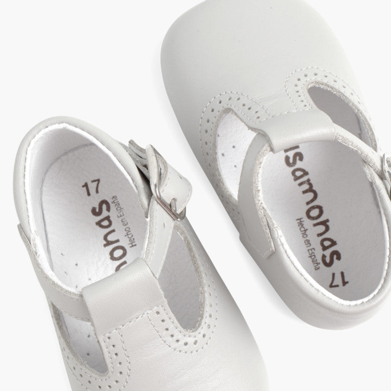 Sapatos Pepito de Bebé em Pele com Fivela - Cinzento | imagem 6
