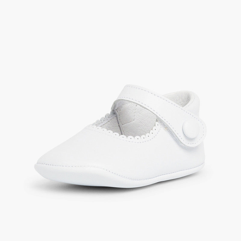 Sapatos de Bebé em Pele com Tira Aderente - Branco | imagem 2