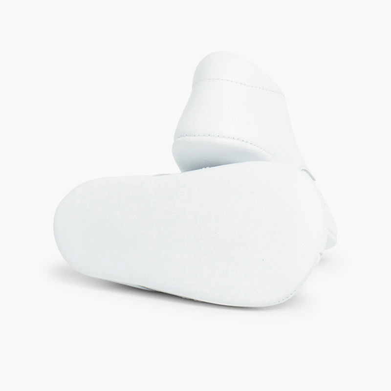 Sapatos de Bebé em Pele com Tira Aderente - Branco | imagem 3