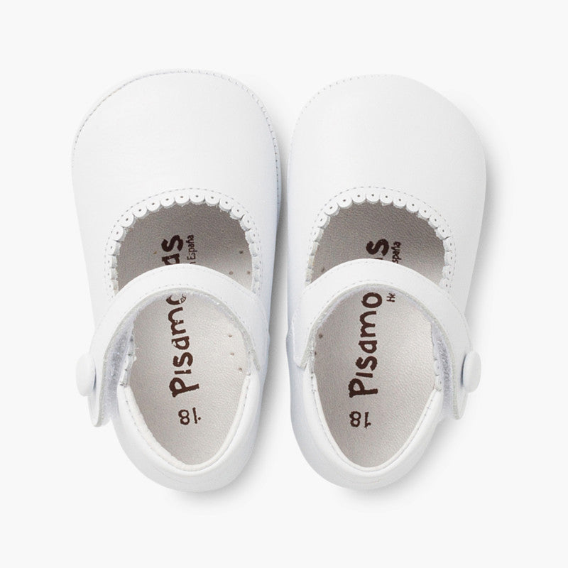 Sapatos de Bebé em Pele com Tira Aderente - Branco | imagem 5