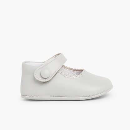 Sapatos de Bebé em Pele com Tira Aderente - Cinzento | imagem 1
