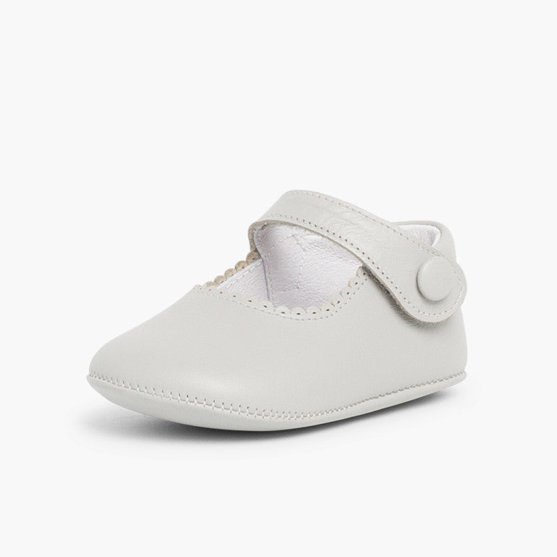 Sapatos de Bebé em Pele com Tira Aderente - Cinzento | imagem 2