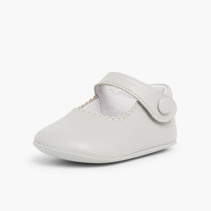 Sapatos de Bebé em Pele com Tira Aderente - Cinzento | imagem 2