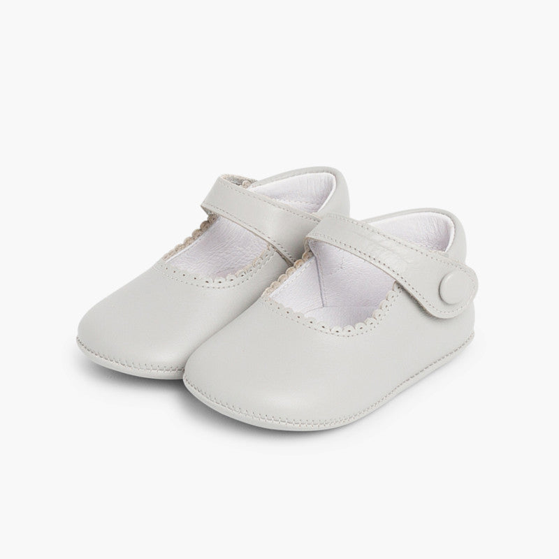 Sapatos de Bebé em Pele com Tira Aderente - Cinzento | imagem 4