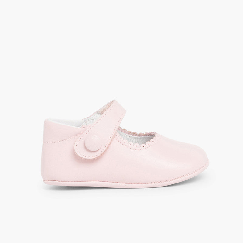 Sapatos de Bebé em Pele com Tira Aderente - Rosa | imagem 1