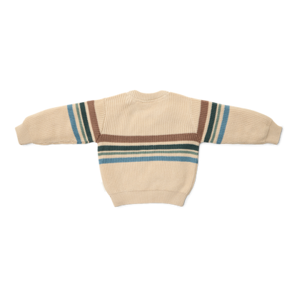 Camisola tricotada Areia ás riscas