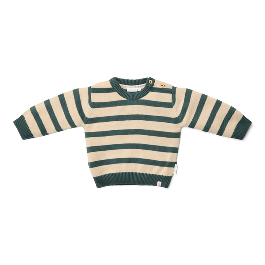 Camisola tricotada Verde ás riscas | 2-3A