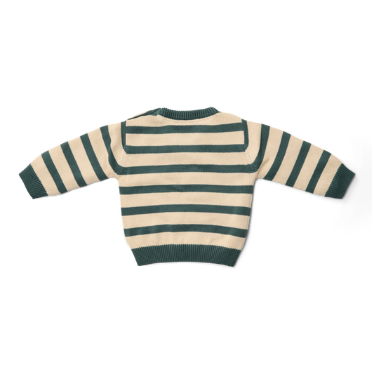 Camisola tricotada Verde ás riscas | 2-3A