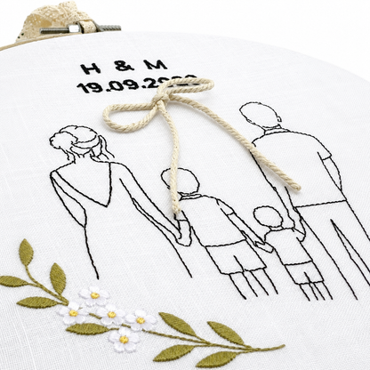Bastidor Porta-Alianças Personalizado com Família, Iniciais e Data