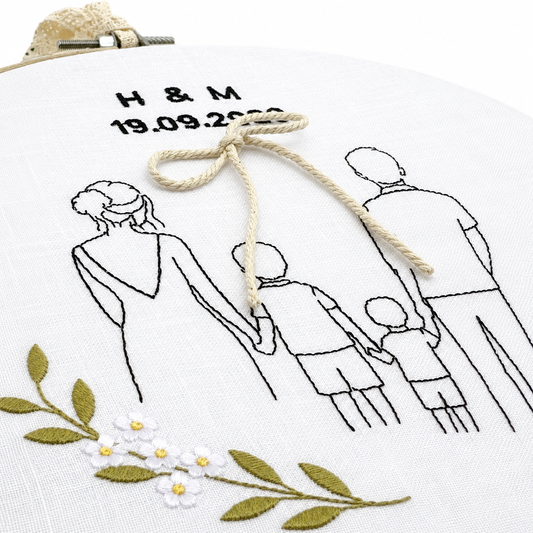 Bastidor Porta-Alianças Personalizado com Família, Iniciais e Data
