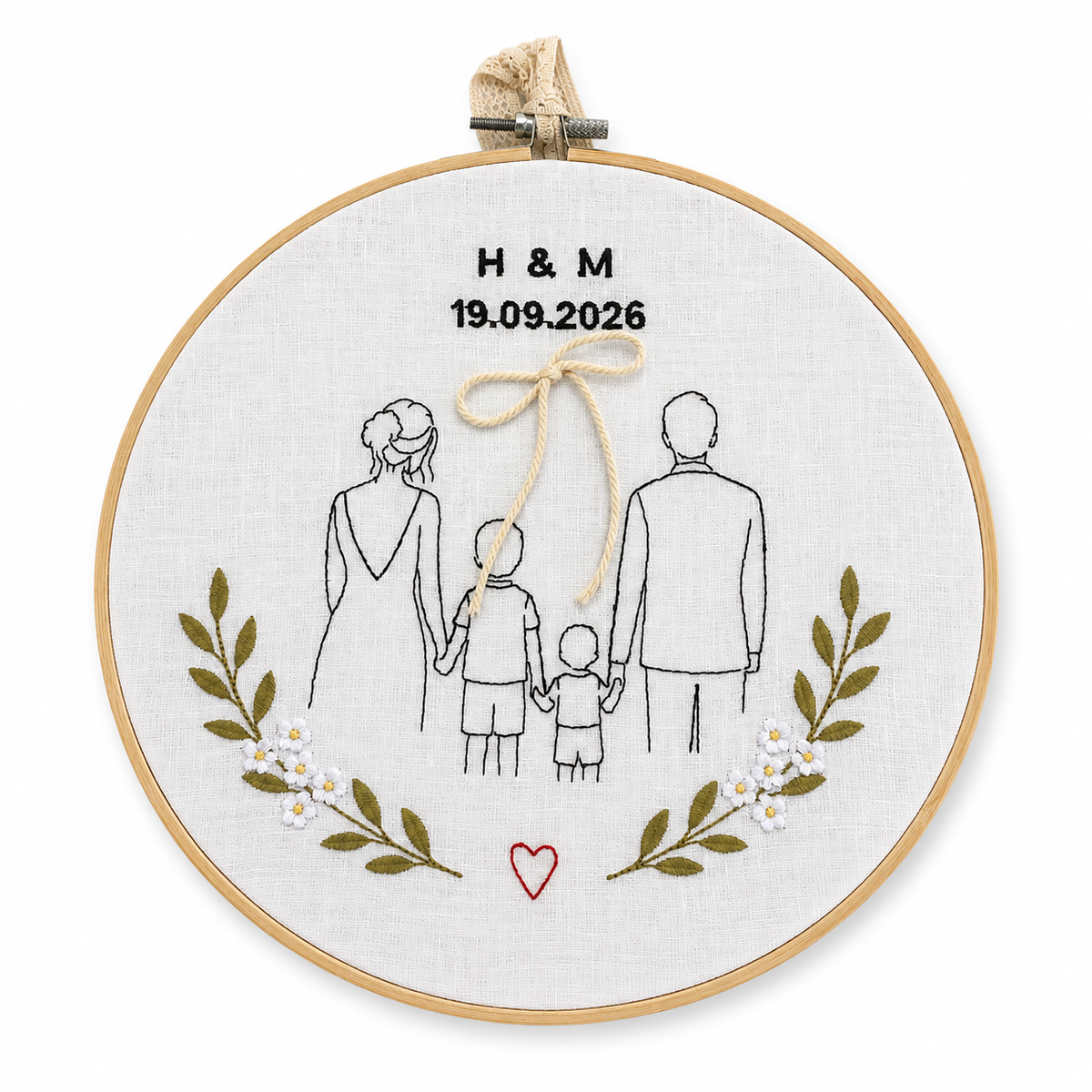 Bastidor Porta-Alianças Personalizado com Família, Iniciais e Data