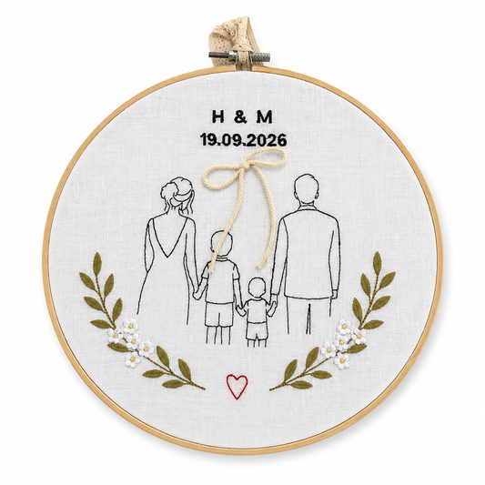 Bastidor Porta-Alianças Personalizado com Família, Iniciais e Data