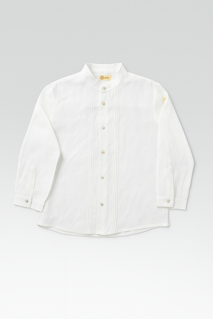 Chemise HG à col prêtre et plis