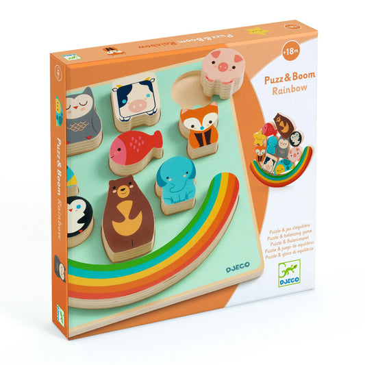 Puzz &amp; Boom Rainbow - Wooden Puzzle and Balance