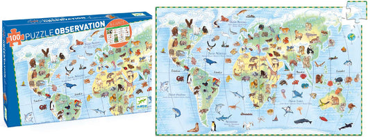 Animals of the World + Book - Observation Puzzle - 100 Pcs