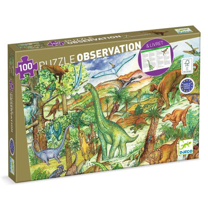 Dinosaurs Observation Puzzle - 100 Pcs (includes Book)